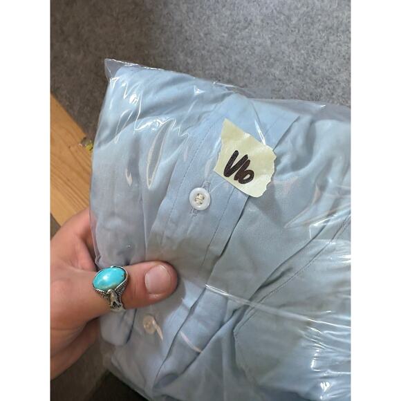 VINTAGE 50s Sanforized Dress Shirt Mens Size 14.5 Blue Button Down Business 60s - Picture 7 of 7